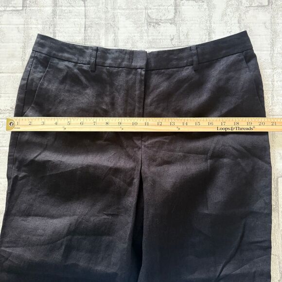 Talbots Windsor Curvy Black Linen Pants Wide Leg Breezy Polished Essential 12P - Picture 8 of 9